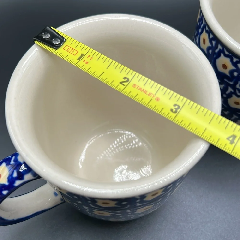Blue and White Patterned Ceramic Mugs - Picture 8 of 9